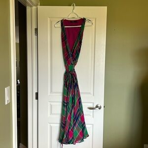 Pink plaid wrap dress